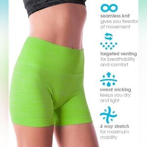 Women's Seamless Compression Yoga Shorts Slim Fit in LIME GREEN